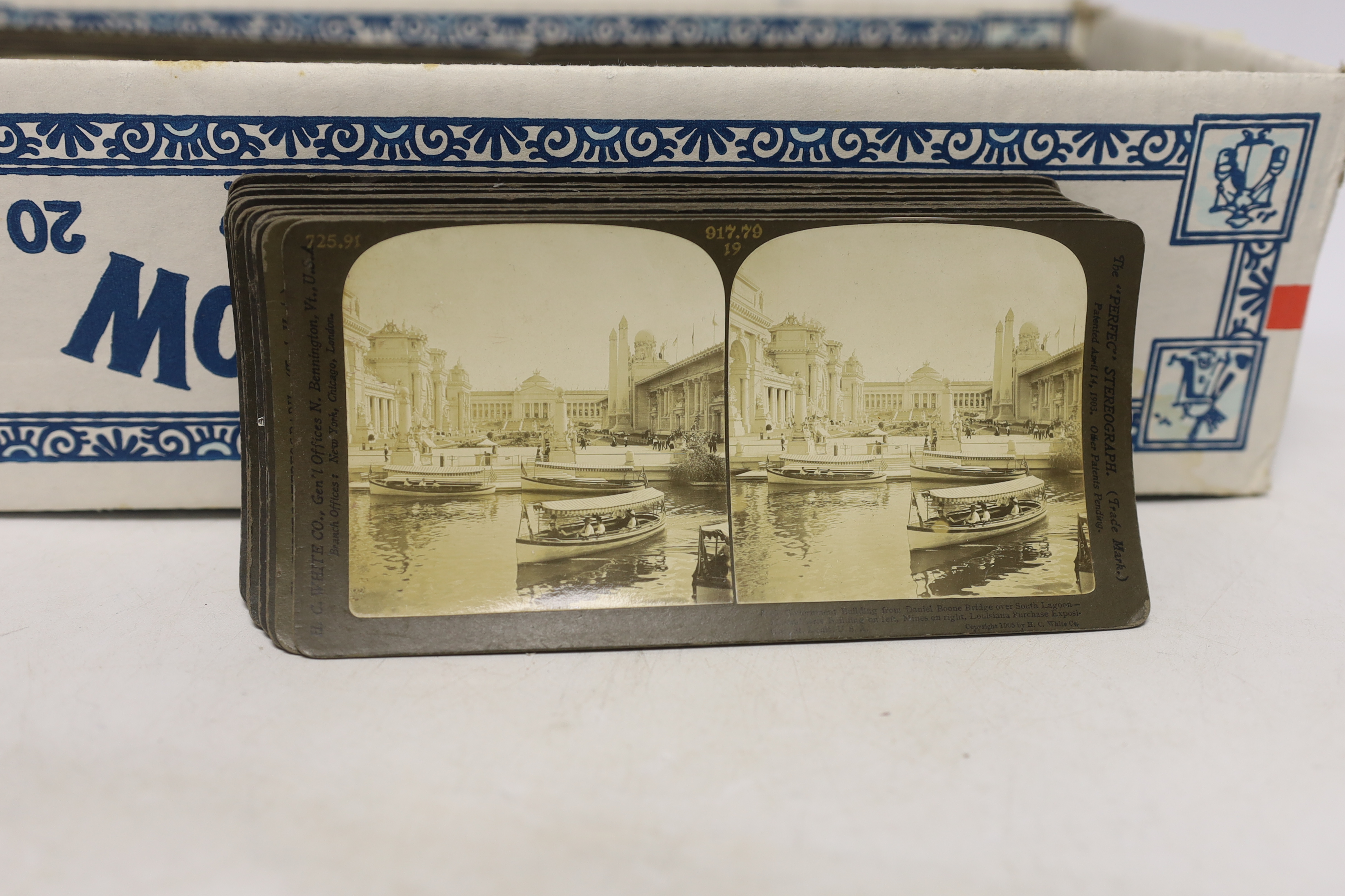 A Stereoscope viewer and slides, mostly topographical including Middle Eastern scenes